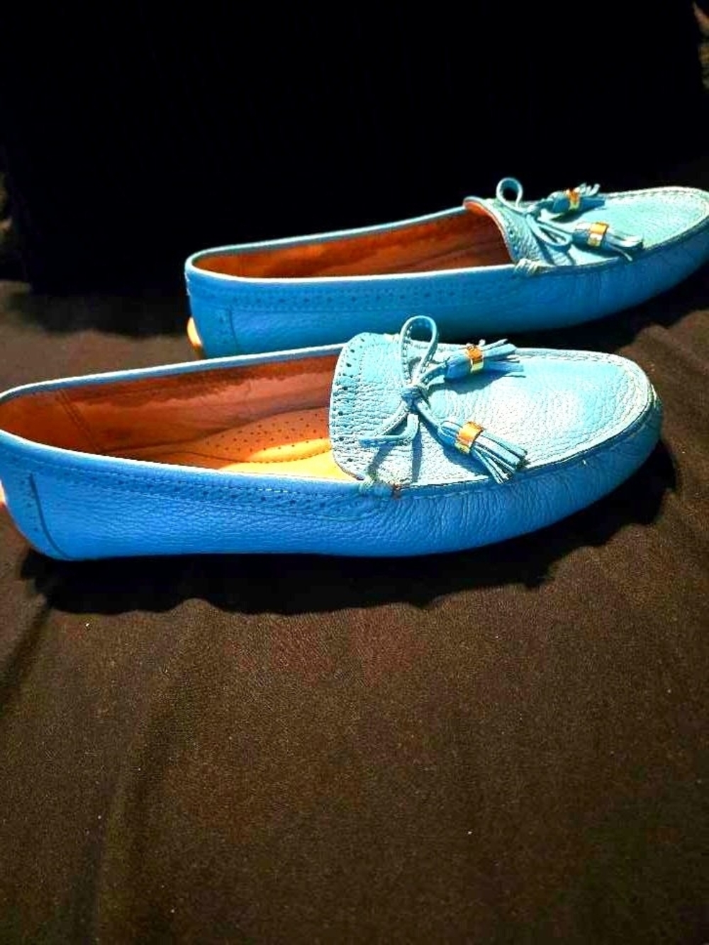 Lauren Ralph Lauren Cassady Turquoise Tassel Loafer Leather Flats Womens 8B